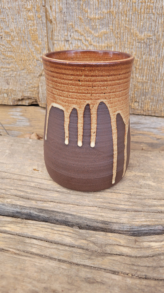 Chai Dripped Chocolate Wheelthrown Vase #2