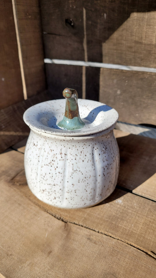 Speckled White Pumpkin Jar
