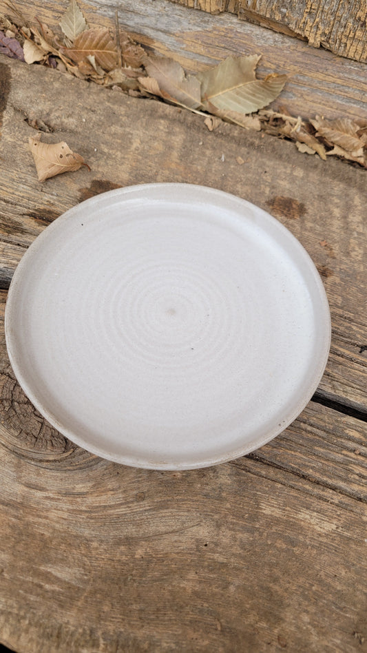 Small White Wheelthrown Snack Plate