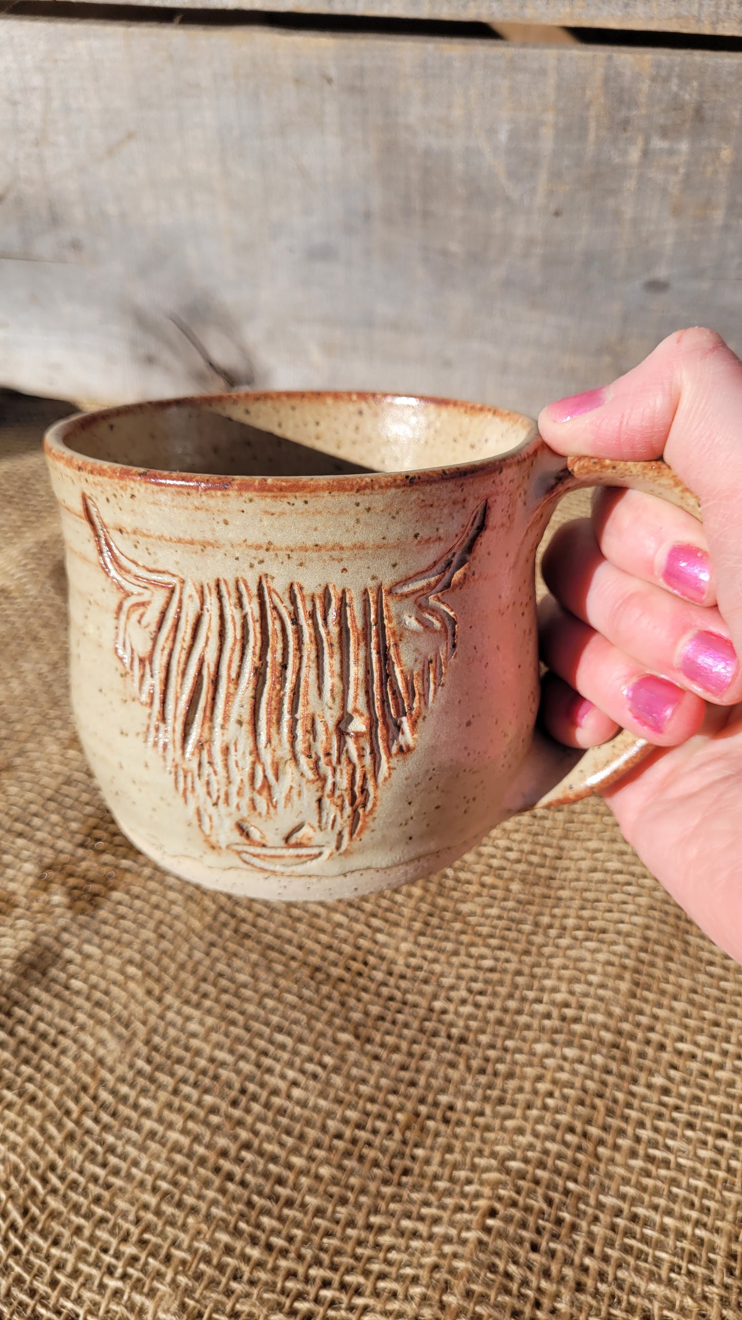 Chai Handcarved Highlander Wheelthrown Cappuccino Mug 16oz