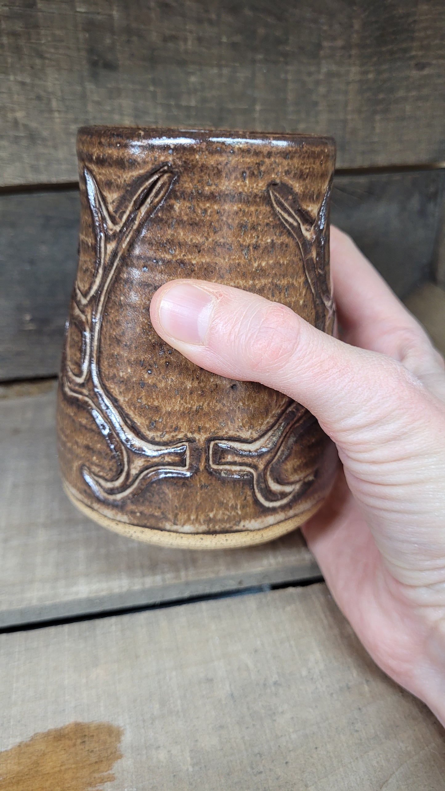 Mountain Thrown Brown Elk Antler Tumbler #1 13oz