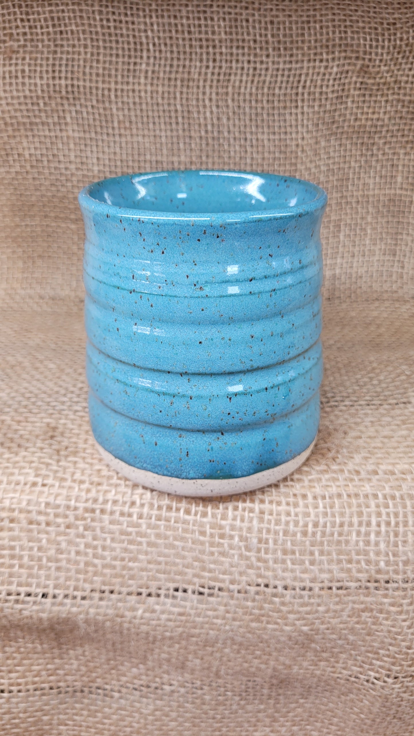 Turquoise Bubble Wheelthrown Tumbler 15oz