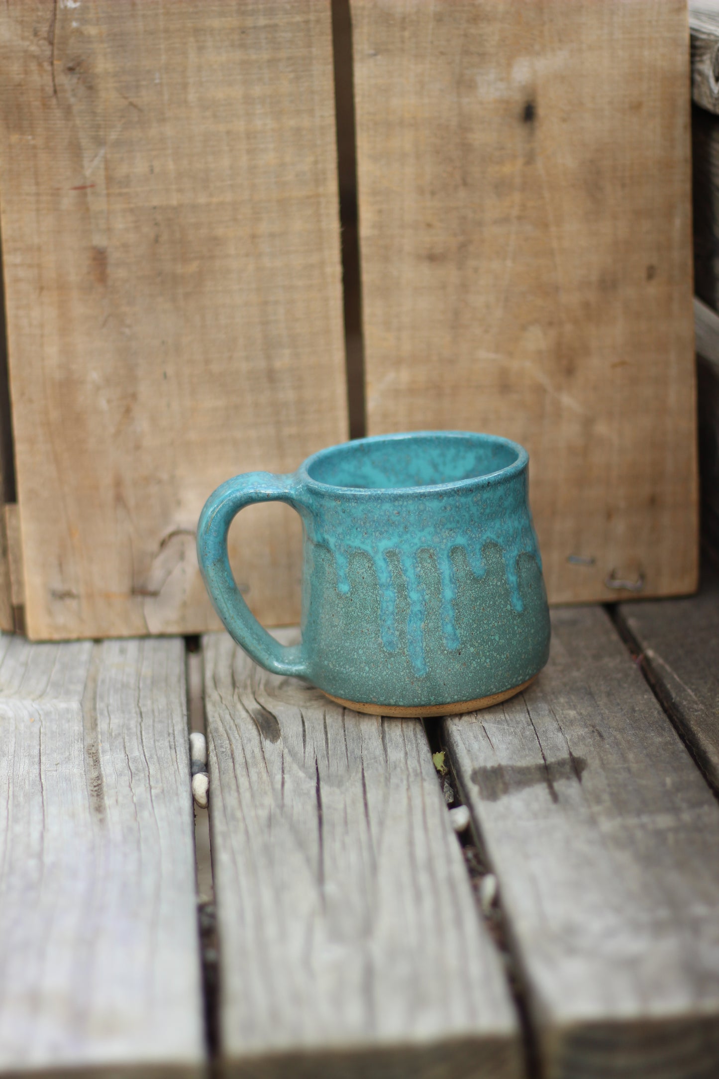 Mountain Thrown Teal Drip Mug 14oz