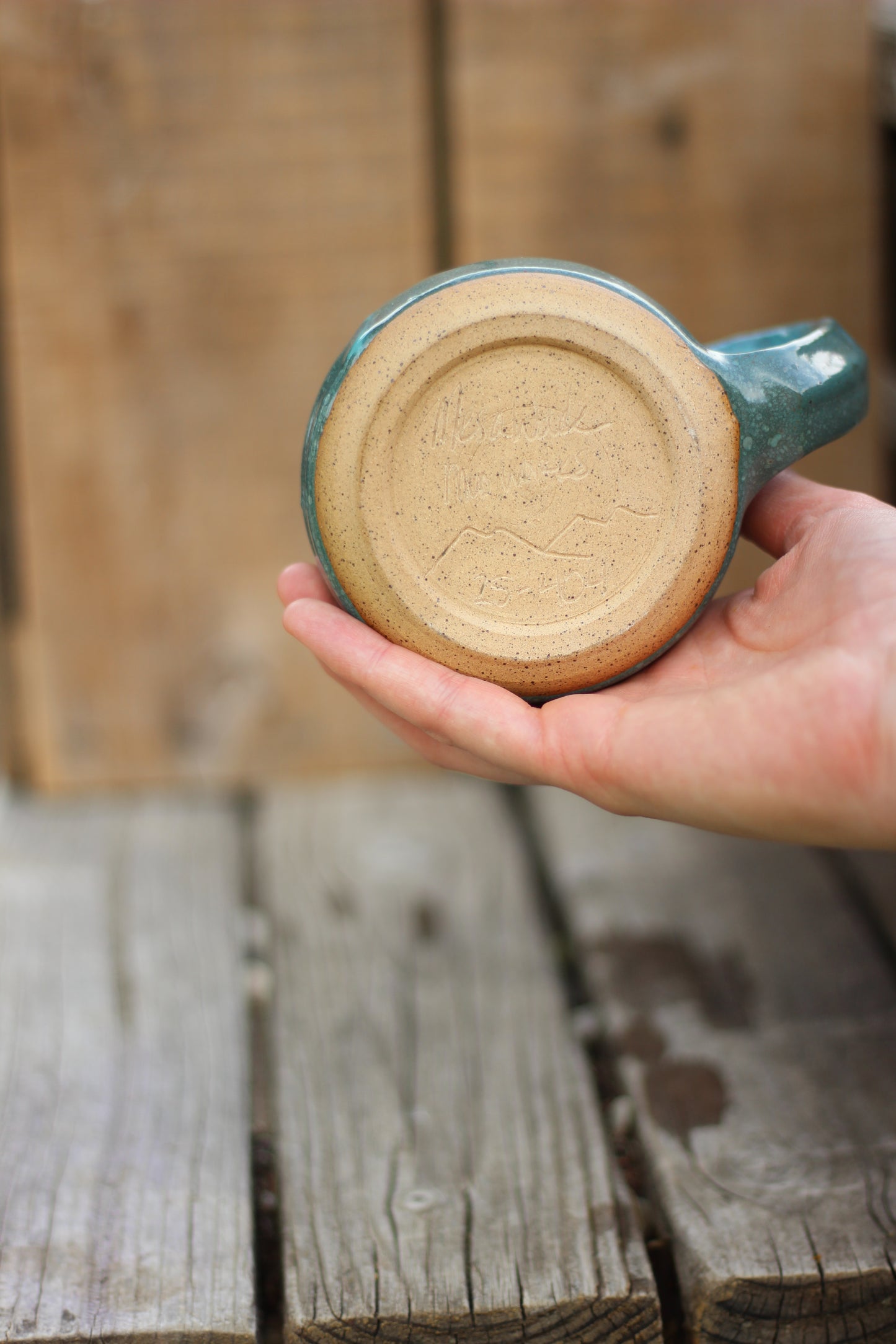 Mountain Thrown Teal Drip Mug 14oz