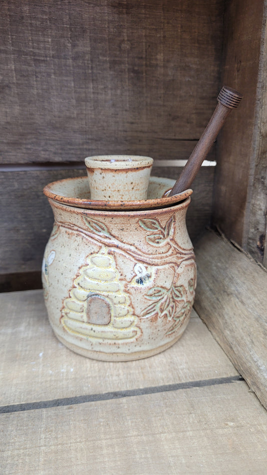 Hive in a Tree Honeypot with Handturned Honey Dipper *2nd Quality