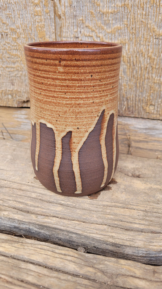 Chai Dripped Chocolate Wheelthrown Vase #3