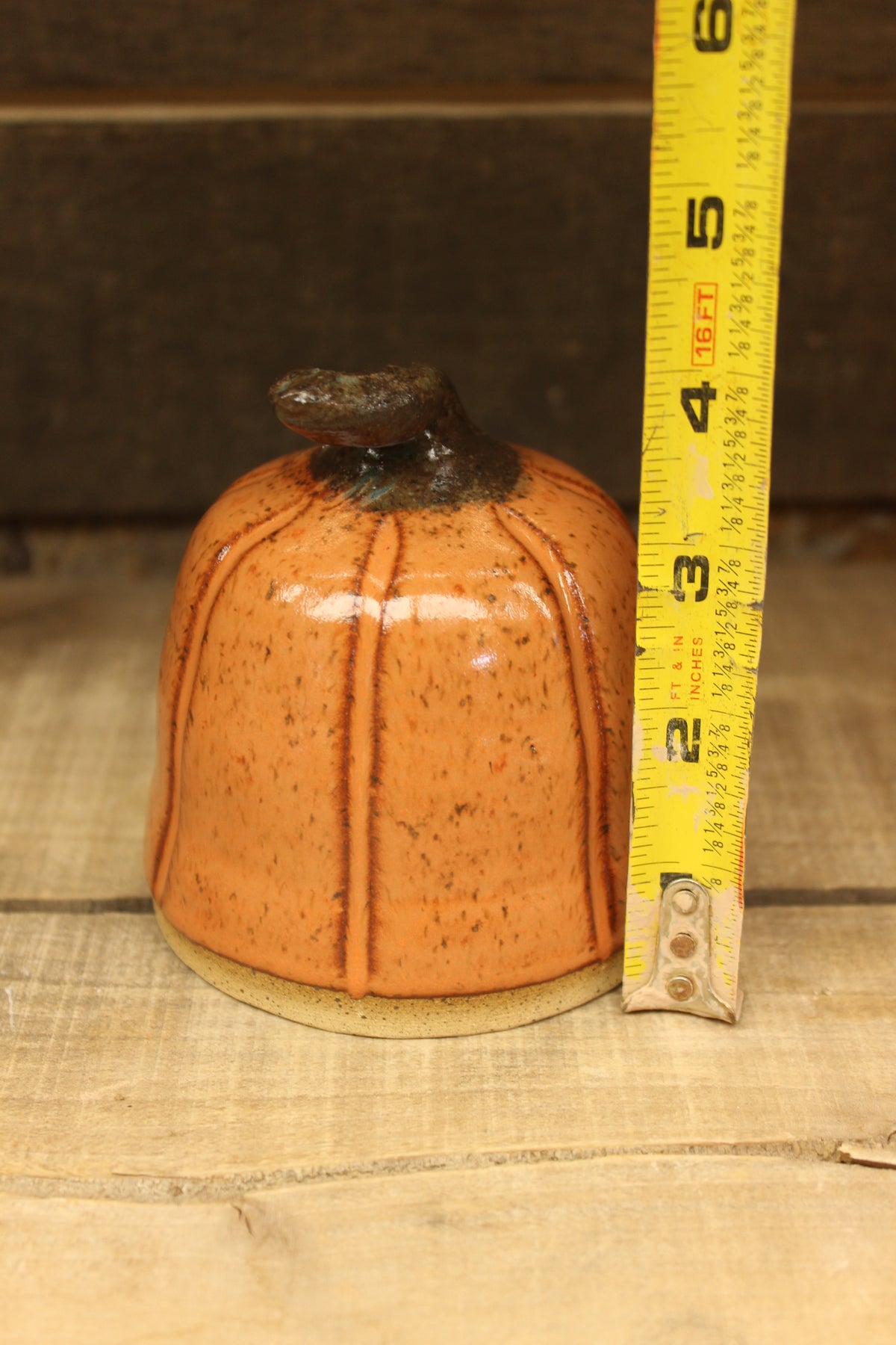 Wheelthrown Hollow Speckled Orange Pumpkin