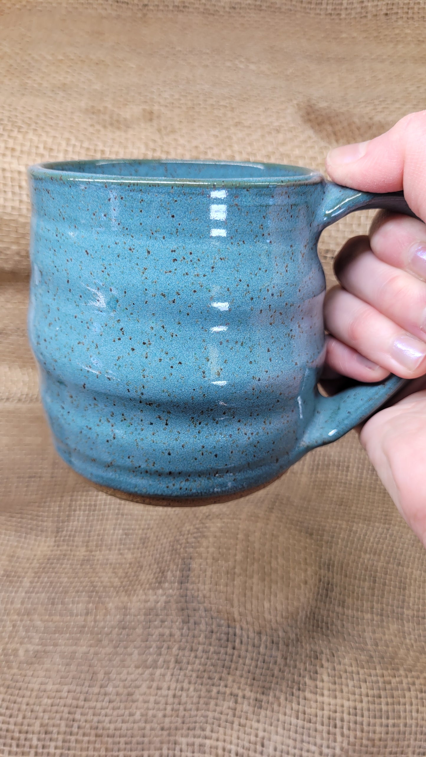 Turquoise Wheelthrown Bubble Mug 17oz