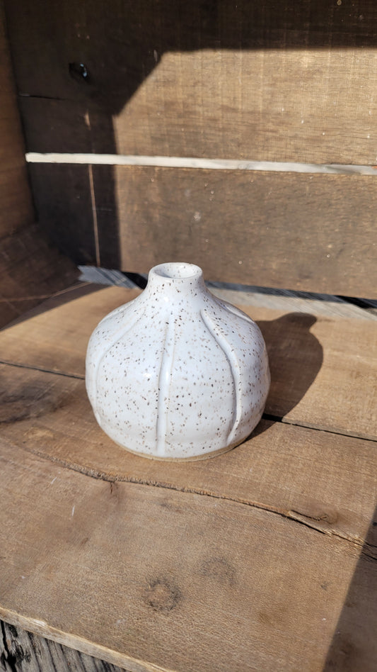 Speckled White Pumpkin Bud Vase