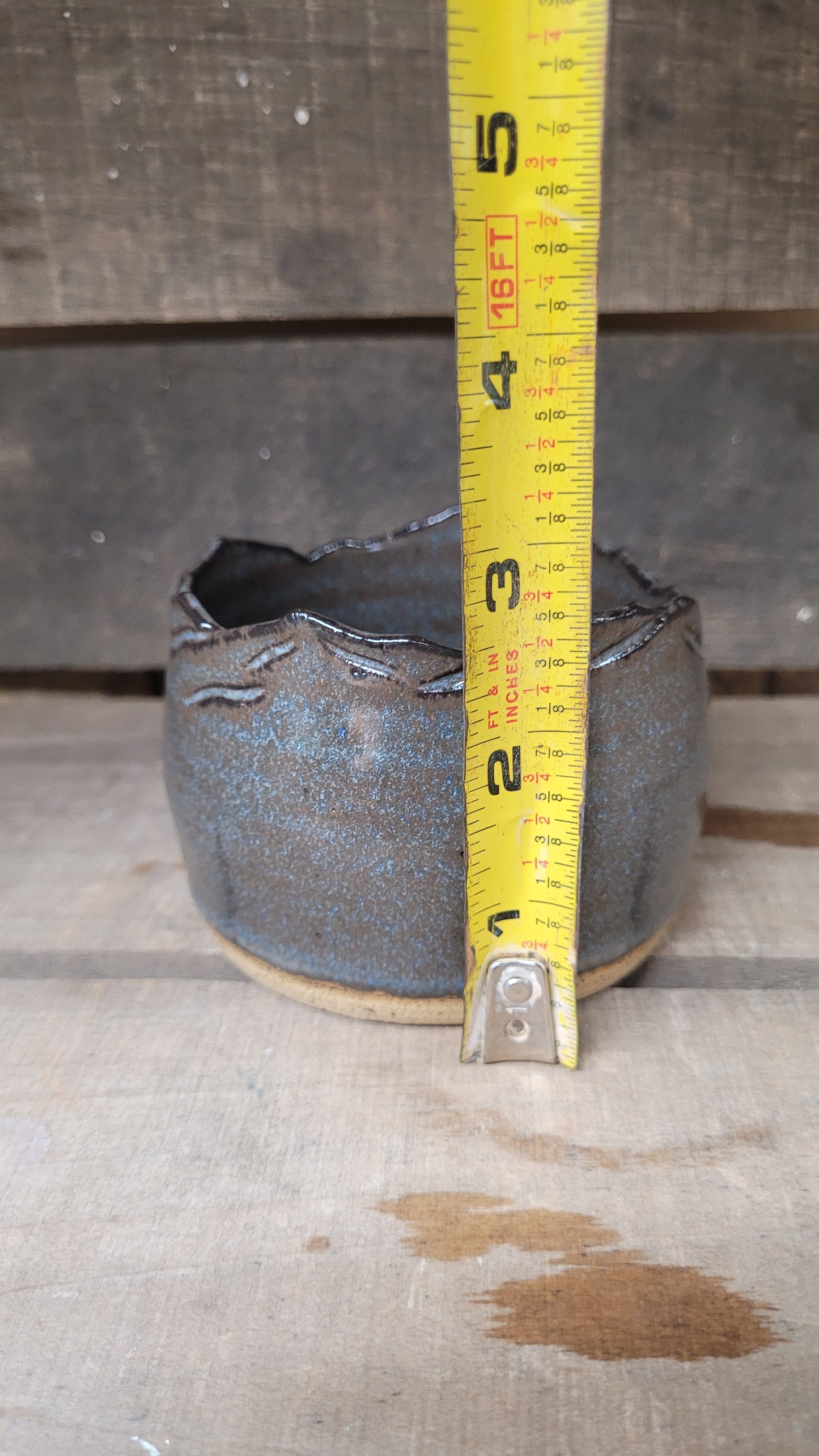 Dark Rustic Blue Mountain edge Wheelthrown Bowl