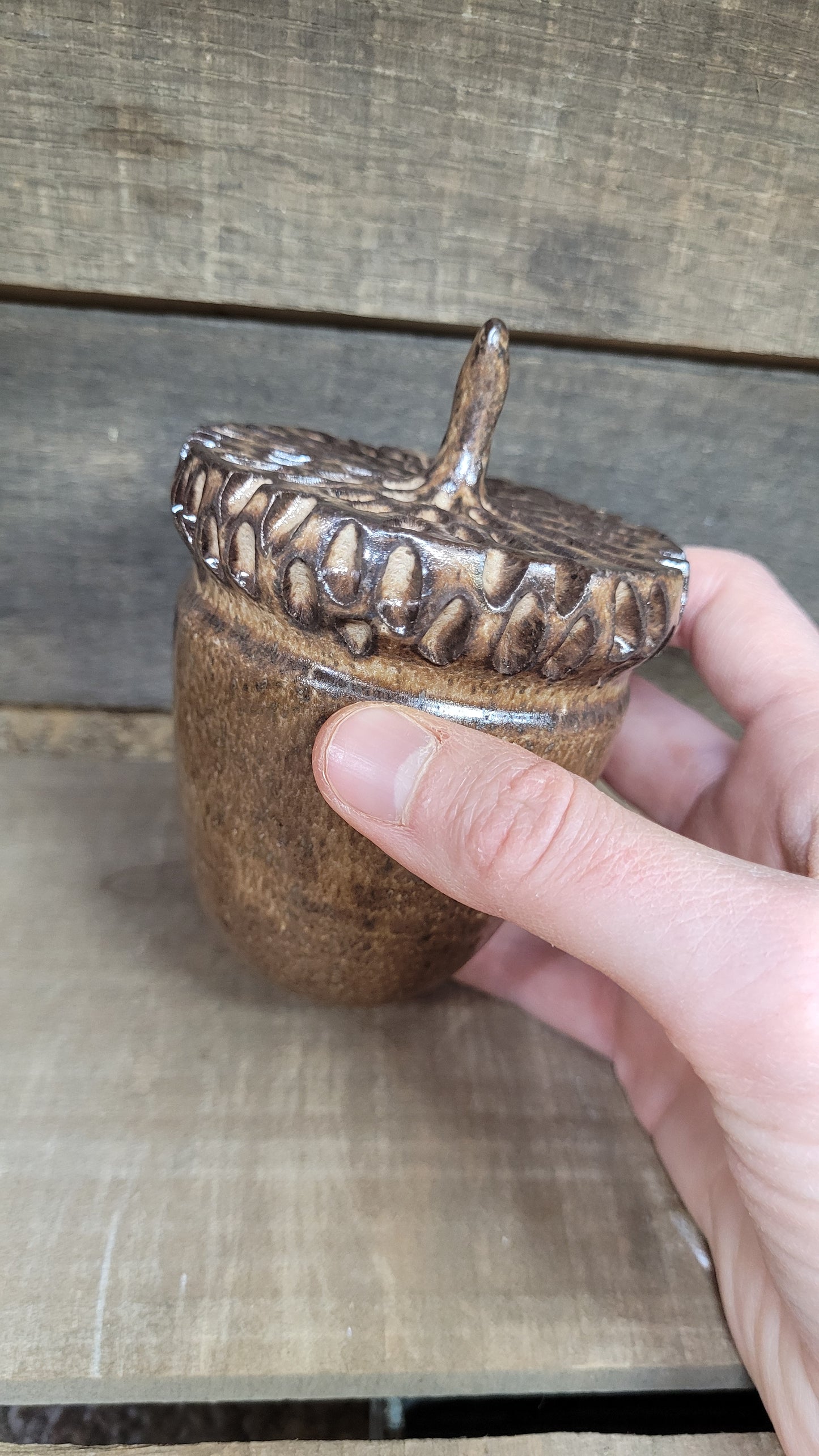 Cacao Wheelthrown Hollow Acorn 25-824