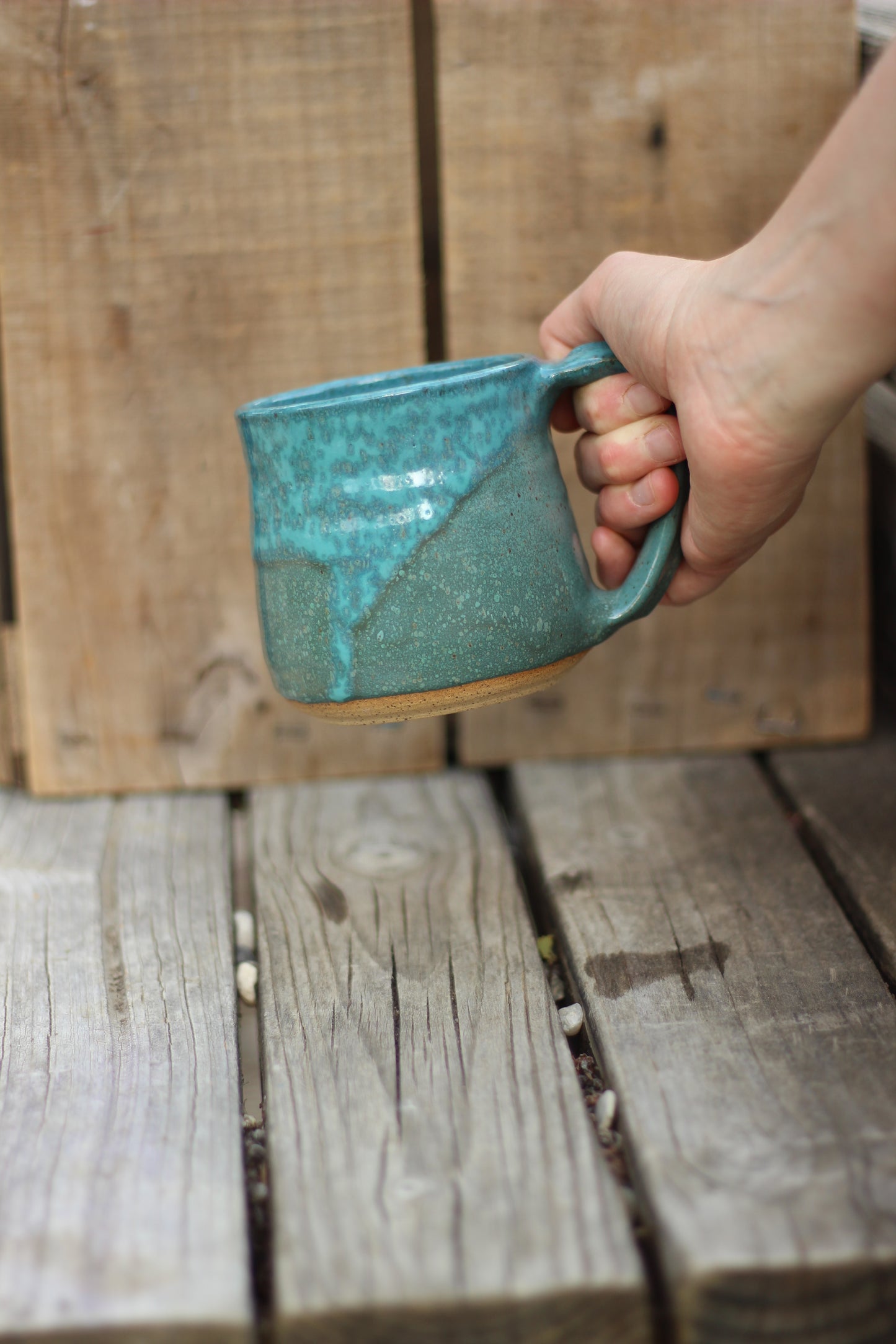 Mountain Thrown Teal Drip Mug 14oz