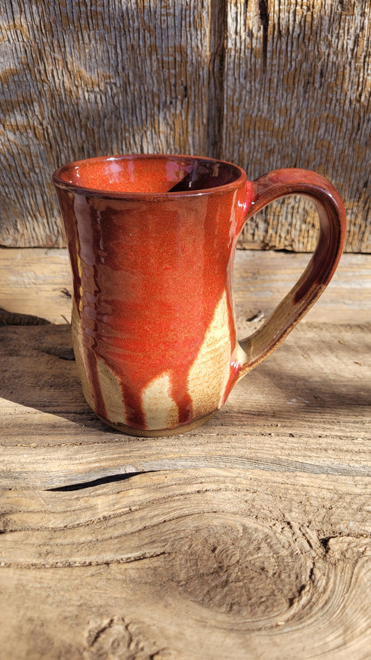 Rustic Red Dripped Chai Wheelthrown Mug 13oz