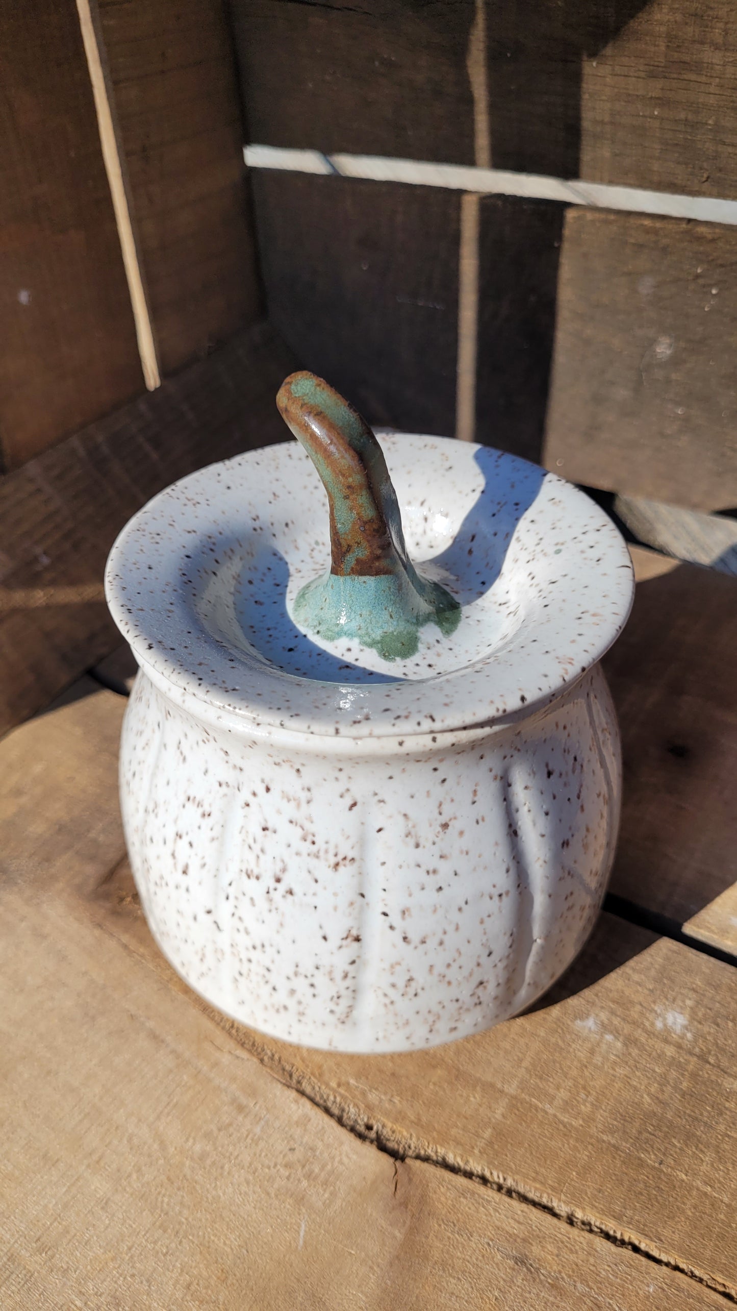 Speckled White Pumpkin Jar