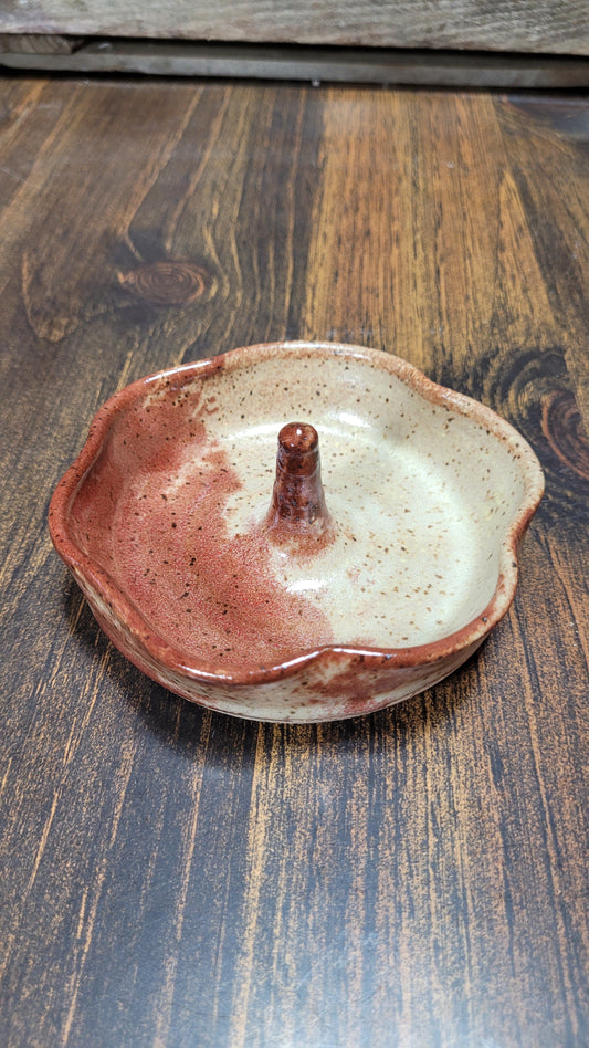 Chai & Faded Red Wheelthrown Ring Dish