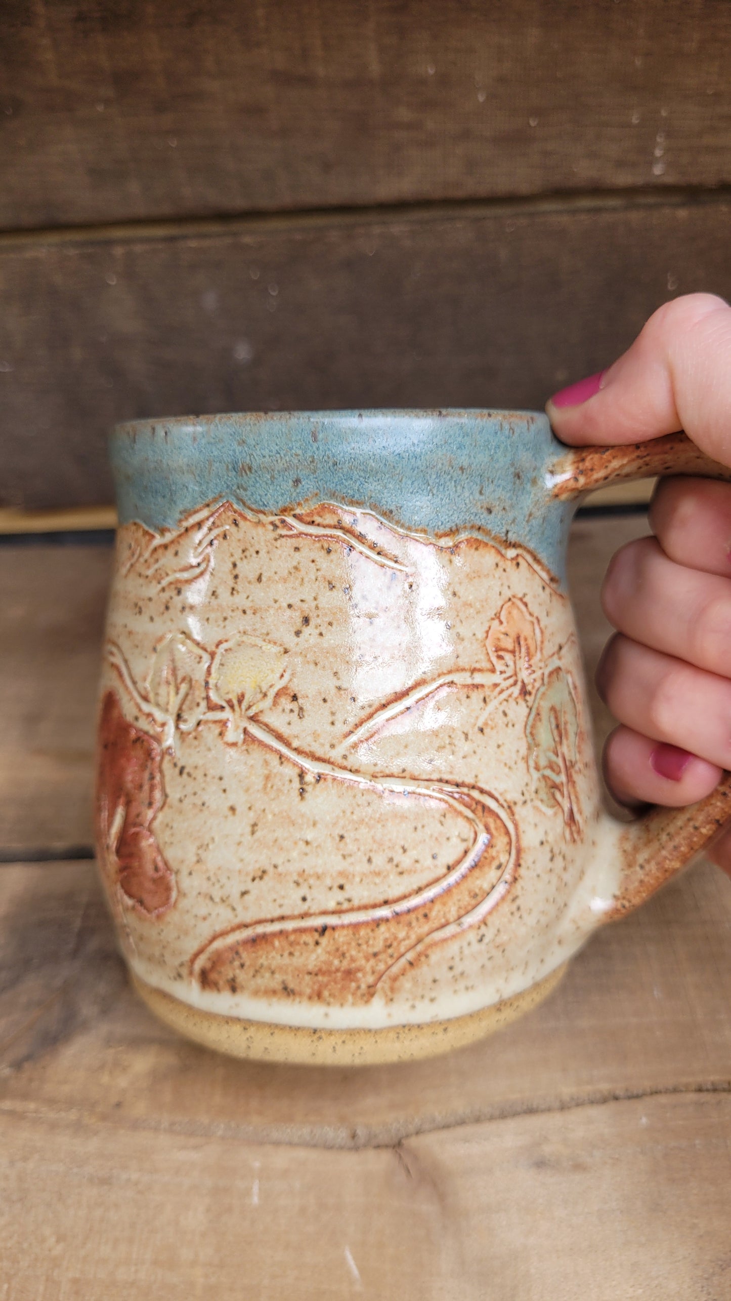 Mountain Thrown Autumn Color Mug 16oz